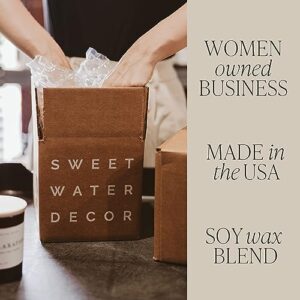 Sweet Water Decor Spa Day Soy Candle | Sea Salt, Jasmine, Wood, and Cream Scented Soy Candles for Home | 12oz Black Stoneware Jar, 60+ Hour Burn Time, Made in the USA