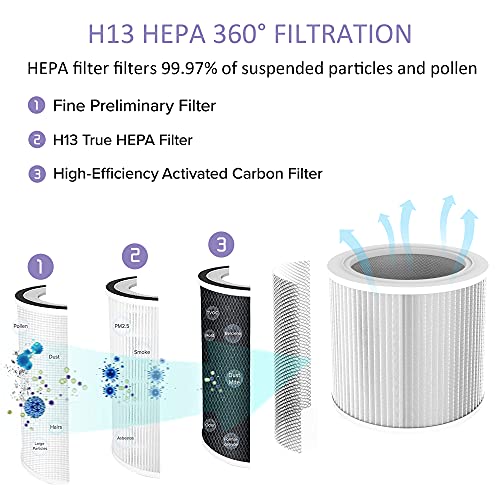 Air Purifiers For Home Large Room, 2000 ft², 3-Stage Filtration System, H13 True HEPA Filter Air Cleaner Remove 99.97% Dust Pollen Smoke Odors with Auto Mode, Sleep Mode, 12h Timer & Child Lock