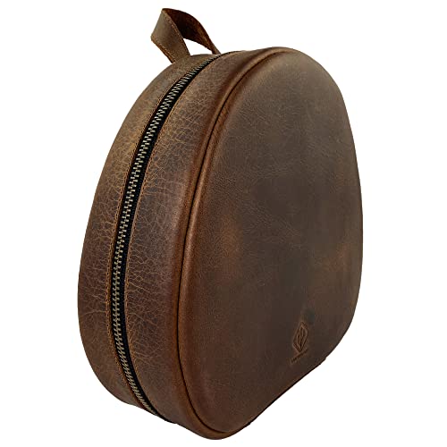 LeatherTex, Minimalist Case Compatible with AirPods Max, Handmade from Full Grain Leather - Bourbon Brown