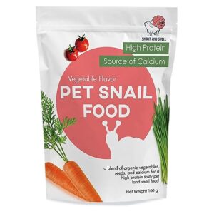 snout & shell vegetable flavored pet land snail food - tasty high-protein, calcium blend for snails, easy addition to your garden snails terrarium or snail habitat