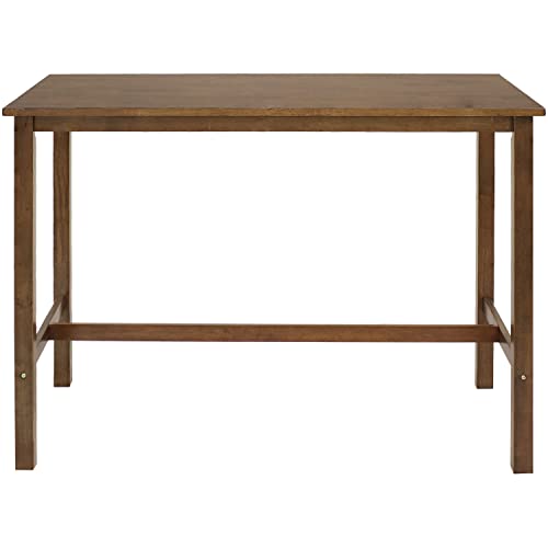 Sunnydaze Arnold 48 x 23.5-Inch Solid Rubberwood Dining Table - Counter-Height - Weathered Oak Finish