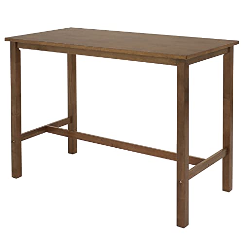 Sunnydaze Arnold 48 x 23.5-Inch Solid Rubberwood Dining Table - Counter-Height - Weathered Oak Finish