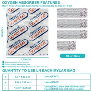 The Best Organized 100 Pack Mylar Bags for Food Storage with 100x400cc Oxygen Absorbers - 9 Mil 10'' x14'' 6'' x9'' 4.3'' x6.3'' Resealable Long Term Products & Ziplock Grade Pouches, (Myl_1)