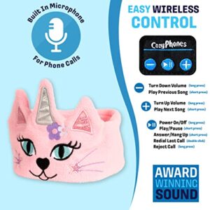 CozyPhones Kids Headphones, Headband Earphones for Children Baby & Toddlers 1-3, Stretchy & Comfy Travel Accessories - Wireless - Caticorn