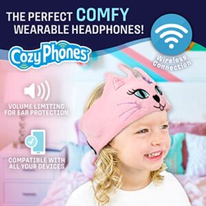 CozyPhones Kids Headphones, Headband Earphones for Children Baby & Toddlers 1-3, Stretchy & Comfy Travel Accessories - Wireless - Caticorn