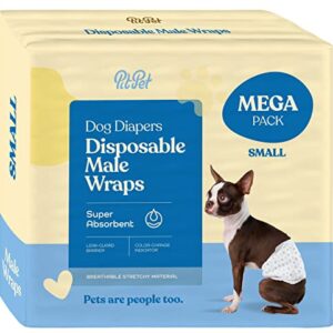 Comfortable Male Dog Diapers - 30-Pack Super Absorbent Disposable Male Dog Wraps- FlashDry Gel Technology, Wetness Indicator Doggie Diapers- Leakproof Belly Wraps for Incontinence, Excitable Urination