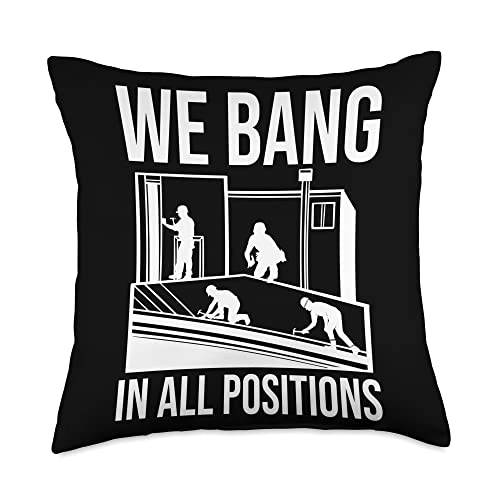 Funny Roofer gifts for men Roofer Roofing Construction Throw Pillow, 18x18, Multicolor