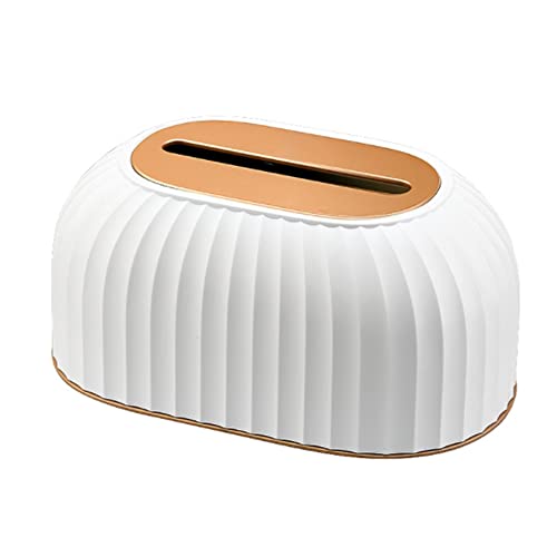 AESGXTU Home Tissue Holder with Spring, Desktop Liftable Napkin Storage Box with Lid for Living Room and Kitchen (White)