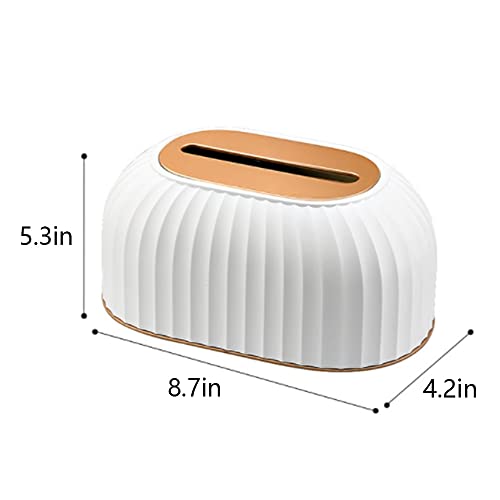 AESGXTU Home Tissue Holder with Spring, Desktop Liftable Napkin Storage Box with Lid for Living Room and Kitchen (White)