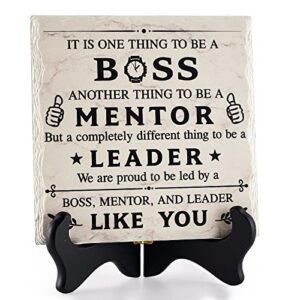 boss gifts for men women bosses day gifts for boss christmas birthday gifts for boss best boss gifts ideas boss leader mentor appreciation gifts tabletop decor ceramic sign plaque with wooden stand