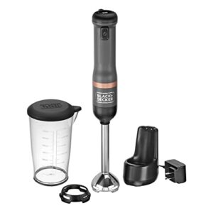 black+decker kitchen wand cordless immersion blender, hand blender with charging dock, grey (bckm1011k01)