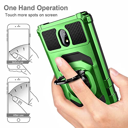 WDHD Case for Nokia C100 with Tempered Glass Screen Protector (Maximum Coverage), Full-Body Protective [Military-Grade], Magnetic Car Ring Holder Cover Case (Green)