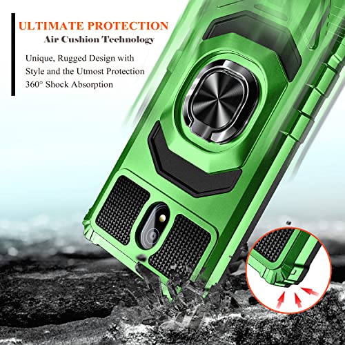 WDHD Case for Nokia C100 with Tempered Glass Screen Protector (Maximum Coverage), Full-Body Protective [Military-Grade], Magnetic Car Ring Holder Cover Case (Green)