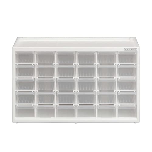 BLACK+DECKER Storage Organizer, 30 Drawer Modular Storage System, Easily Stackable (BDST40730FF), Clear, 1 Count (Pack of 1)