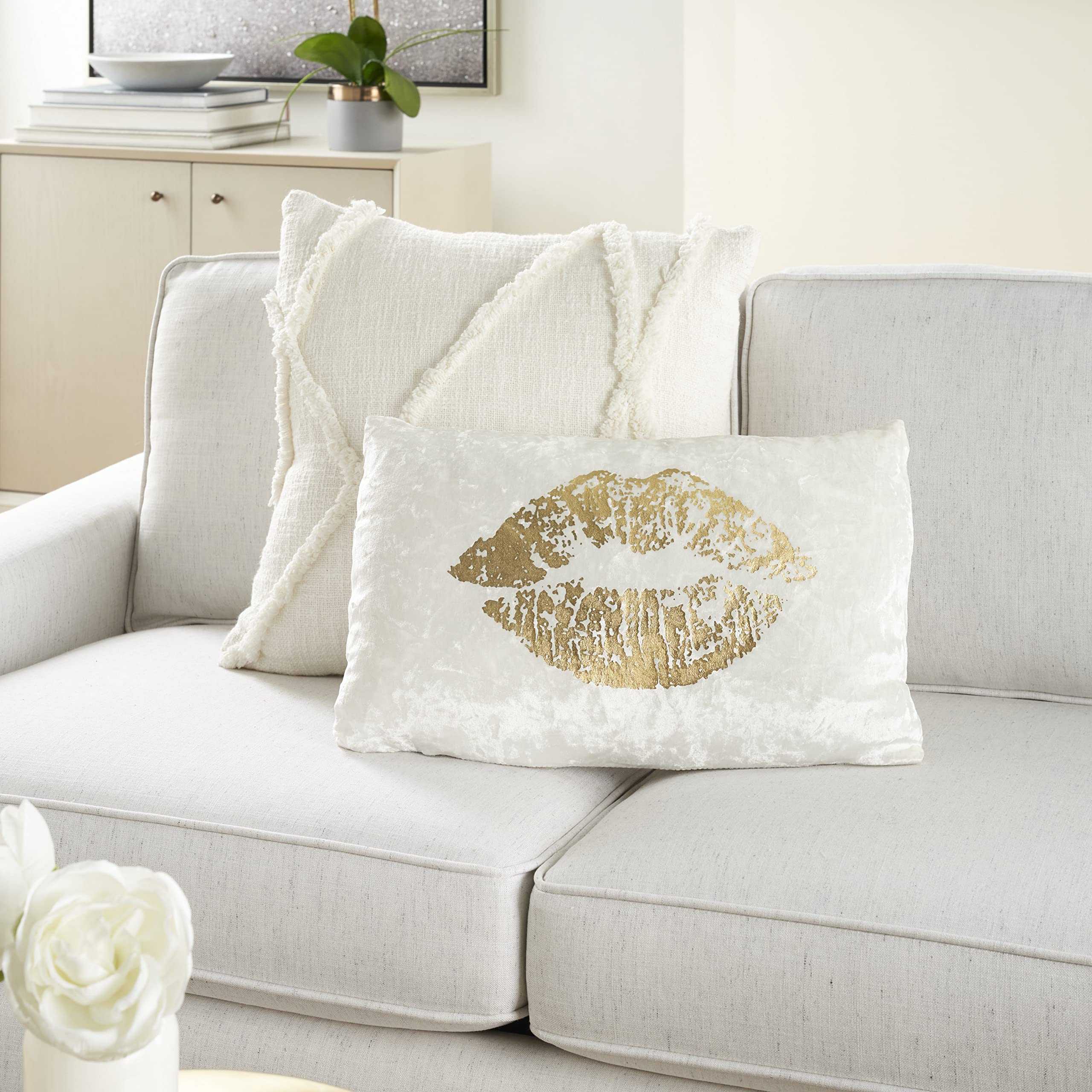 Mina Victory Luminescence Throw Pillow, 12" x 18", Gold