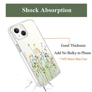 Unov Clear Case with Design Embossed Floral Pattern Compatible with iPhone 14 /13 Soft TPU Bumper Slim Protective 6.1 Inch (Flower Bouquet)