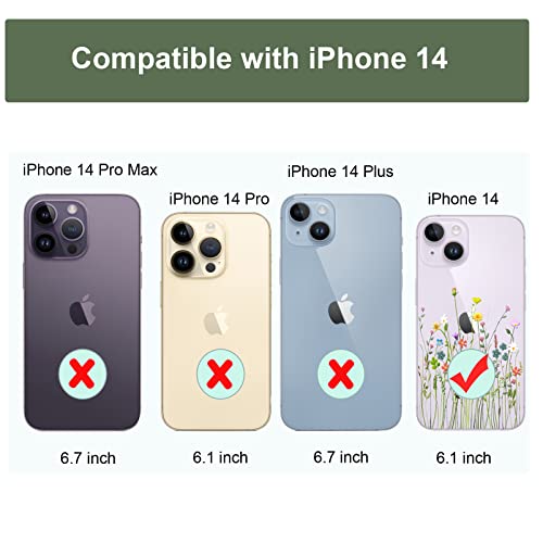 Unov Clear Case with Design Embossed Floral Pattern Compatible with iPhone 14 /13 Soft TPU Bumper Slim Protective 6.1 Inch (Flower Bouquet)