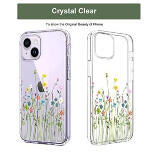 Unov Clear Case with Design Embossed Floral Pattern Compatible with iPhone 14 /13 Soft TPU Bumper Slim Protective 6.1 Inch (Flower Bouquet)