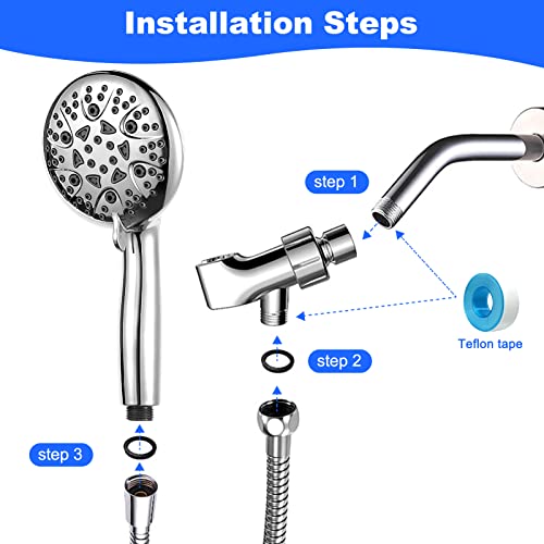 Welan Shower Heads with Handheld, 8 Modes Shower Heads high pressure, 60 inch Stainless Steel Shower Hose -Shower Head Holder, Combo Handheld Shower Head, RV High Pressure Camper Shower Heads