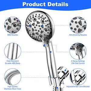 Welan Shower Heads with Handheld, 8 Modes Shower Heads high pressure, 60 inch Stainless Steel Shower Hose -Shower Head Holder, Combo Handheld Shower Head, RV High Pressure Camper Shower Heads