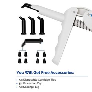 JMU Dental Composite Gun Dispenser Applicator Autoclavable, Comes with 5 Unidose Copsules Cartridge Tips, Plastic Caps