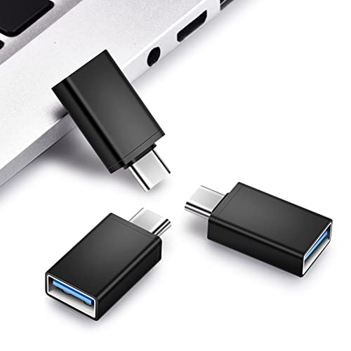 Wteehn 3 Pack USB C to USB Adapter, USB Adapter, Type C Male to USB Female Converter, Type C Adapter, Compatible with Laptops, Power Banks, Chargers