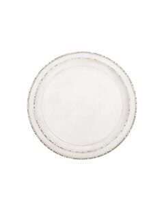 rm roomers white round wooden tray, decorative round tray with tiny bead stringing, coffee table tray circle, white round serving tray for living room, farmhouse