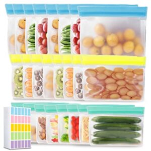dishwasher safe reusable silicone storage ziplock bags, leakproof reusable gallon freezer bags, bpa free food storage bags for marinate food, fruits, sandwich, snack, meal prep, travel item (24)