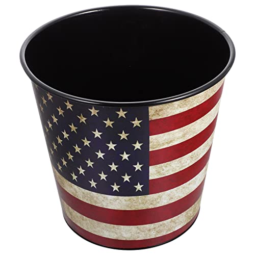 Angoily Vintage Trash Can American Flag Trash Can Wastebasket Garbage Bin Retro Waste Toilet Paper Bin Basket for Bathroom Bedroom Office