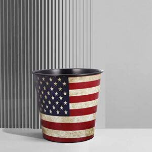 Angoily Vintage Trash Can American Flag Trash Can Wastebasket Garbage Bin Retro Waste Toilet Paper Bin Basket for Bathroom Bedroom Office