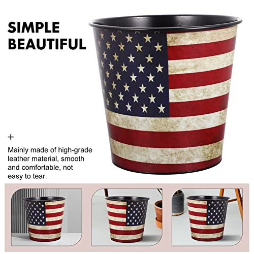 Angoily Vintage Trash Can American Flag Trash Can Wastebasket Garbage Bin Retro Waste Toilet Paper Bin Basket for Bathroom Bedroom Office