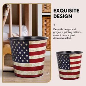 Angoily Vintage Trash Can American Flag Trash Can Wastebasket Garbage Bin Retro Waste Toilet Paper Bin Basket for Bathroom Bedroom Office