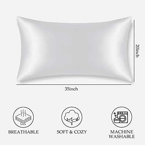 Satin Pillowcase, DIGHEIGG Silk Pillowcase for Hair and Skin, Pillow Cases for Sleeping Set of 2 with Envelope Closure (Silver Grey, 20 ×30 inches)
