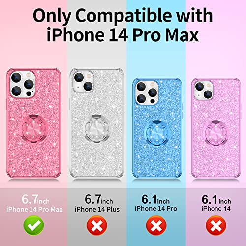 OCYCLONE iPhone 14 Pro Max 6.7" Glitter Diamond Case with Ring Stand - Pink, Women's Protective Cover