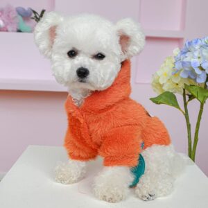 AIHANCH Dog Halloween Costume Cute Ghost Hoodie Winter Warm Fleece Dog Clothes Two-Legged Dog Outfits for Small Dogs Puppy (Small)