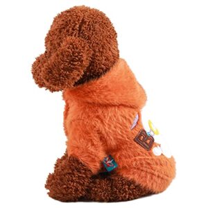 AIHANCH Dog Halloween Costume Cute Ghost Hoodie Winter Warm Fleece Dog Clothes Two-Legged Dog Outfits for Small Dogs Puppy (Small)