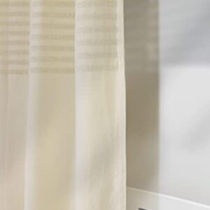 SUMGAR Cotton Shower Curtain Boho Farmhouse Shower Curtains for Bathroom with Tassels & Jacquard Striped Window, Beige Fabric Fringe Shower Curtain Set with Hooks, 72" x 72"