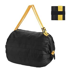 nktdwo reusable grocery bag, waterproof foldable large capacity shopping bag, washable portable tote bag for picnic, travel, camping, shopping (black)