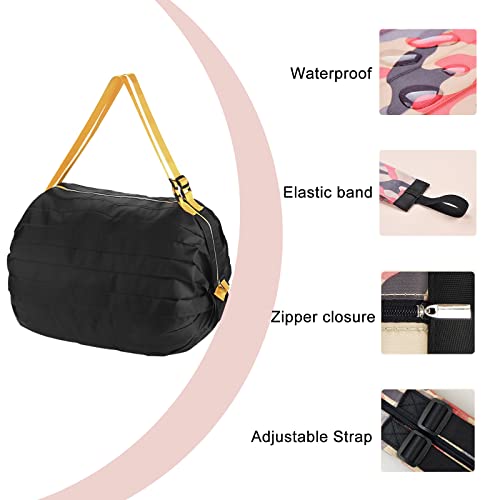 NKTDWO Reusable Grocery Bag, Waterproof Foldable Large Capacity Shopping Bag, Washable Portable Tote Bag for Picnic, Travel, Camping, Shopping (Black)