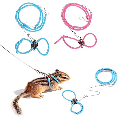 Adjustable Nylon Harness Vest and Leash Set for Pet Hamster Gerbil Rat Mouse Ferret Chinchilla Ferret Squirrel Small Animal Walking Toy(Blue)