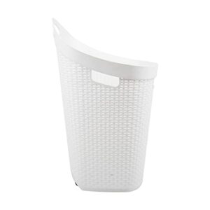 Mind Reader Basket Collection, Mobile Laundry Hamper, 60 Liter (15kg/33lbs) Capacity, Cut Out Handle, Ventilated, Integrated Castor Wheels, 19.5"L x 14.75"W x 29.25"H, White