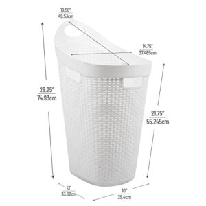 Mind Reader Basket Collection, Mobile Laundry Hamper, 60 Liter (15kg/33lbs) Capacity, Cut Out Handle, Ventilated, Integrated Castor Wheels, 19.5"L x 14.75"W x 29.25"H, White