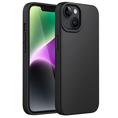 JETech Silicone Case for iPhone 14 Plus 6.7-Inch, Silky-Soft Touch Full-Body Protective Phone Case, Shockproof Cover with Microfiber Lining (Black)