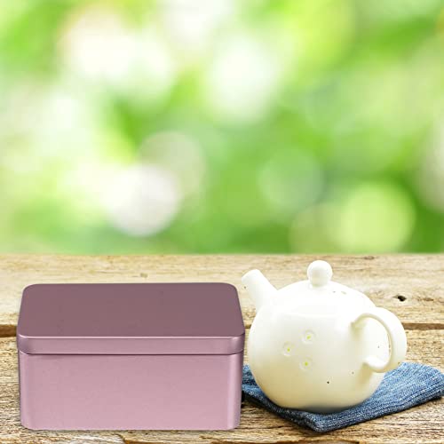 Zerodeko Metal Storage Box Metal Rectangular Empty Tin Box with Lid Mini Portable Box Containers Tea Leaf Container Food Storage Organizer for Candies Gifts Treasures Red Empty Hinged Tins