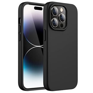 jetech silicone case for iphone 14 pro max 6.7-inch (not for iphone 14 pro 6.1-inch), silky-soft touch full-body protective phone case, shockproof cover with microfiber lining (black)