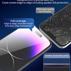 KU XIU Privacy Screen Protector Compatible with iPhone 14 Pro Max 6.7 Inch, 2 Pack Full Coverage Anti Spy Private Tempered Glass Film [2023 Dust-Free Install] 9H Hardness, Bubble Free, Case Friendly