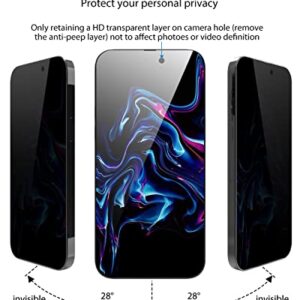 KU XIU Privacy Screen Protector Compatible with iPhone 14 Pro Max 6.7 Inch, 2 Pack Full Coverage Anti Spy Private Tempered Glass Film [2023 Dust-Free Install] 9H Hardness, Bubble Free, Case Friendly