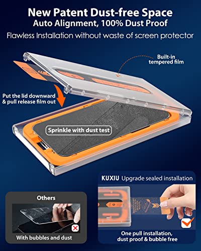 KU XIU Privacy Screen Protector Compatible with iPhone 14 Pro Max 6.7 Inch, 2 Pack Full Coverage Anti Spy Private Tempered Glass Film [2023 Dust-Free Install] 9H Hardness, Bubble Free, Case Friendly