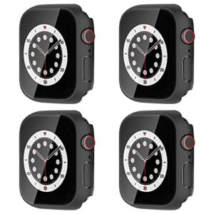 4 Pack Jeluse Case Compatible with Apple Watch Series 8/7 45mm, Built-in Tempered Glass Screen Protector, Hard PC Bumper Scratch Resistant Full Protective Touch Sensitive iWatch 45mm Cover