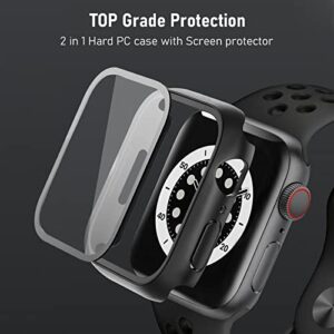 4 Pack Jeluse Case Compatible with Apple Watch Series 8/7 45mm, Built-in Tempered Glass Screen Protector, Hard PC Bumper Scratch Resistant Full Protective Touch Sensitive iWatch 45mm Cover